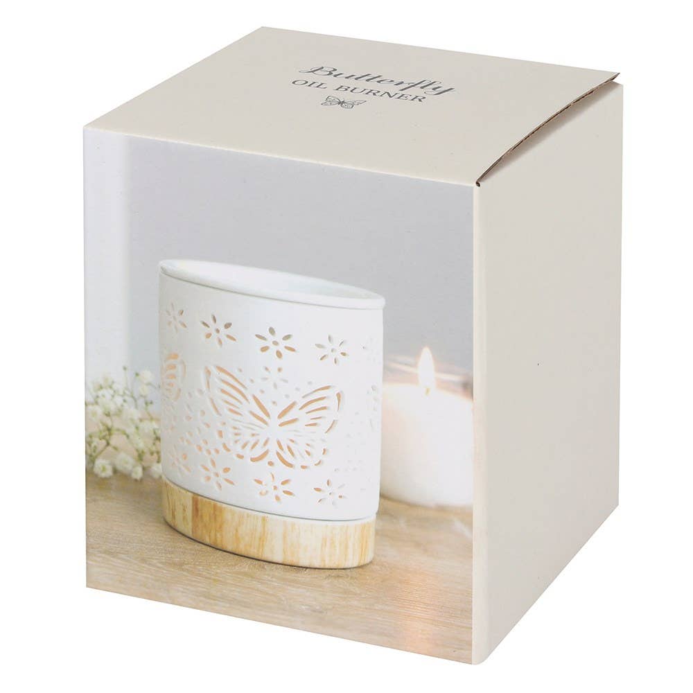Matte Ceramic Butterfly Oil Burner and Wax Warmer