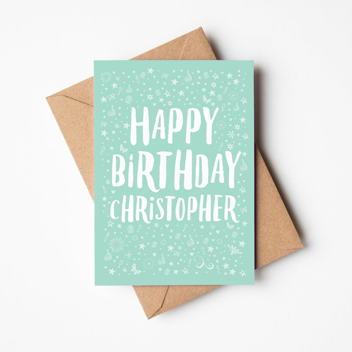 Personalised Happy Birthday Card in teal