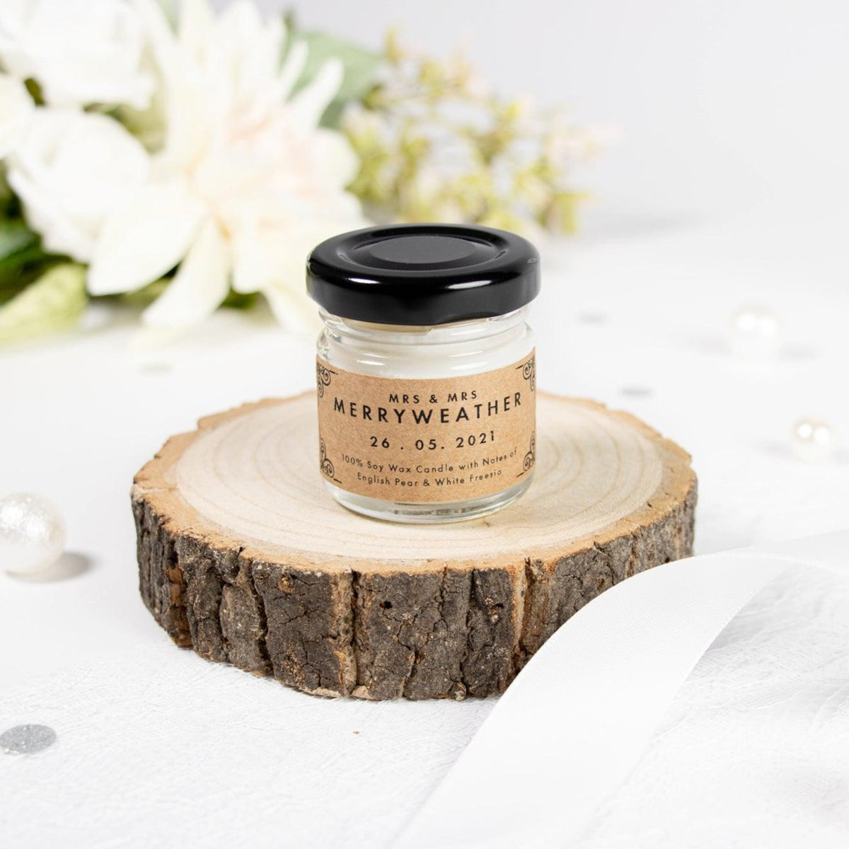 Wedding favour mini candle