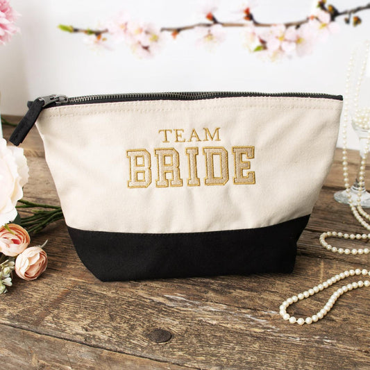 Team Bride Embroidered Makeup Bag