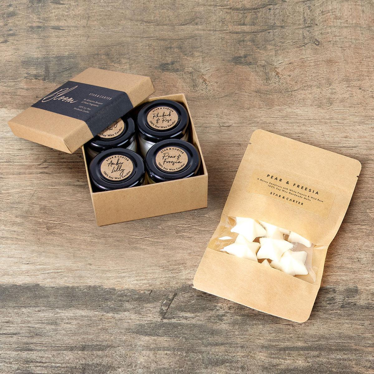 Floral Scented Candle Gift Set with 8 Wax Melts