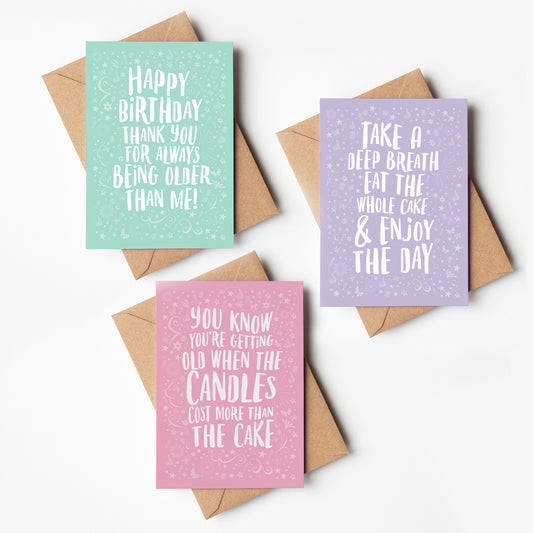 3 x Decorative Happy Birthday Cards