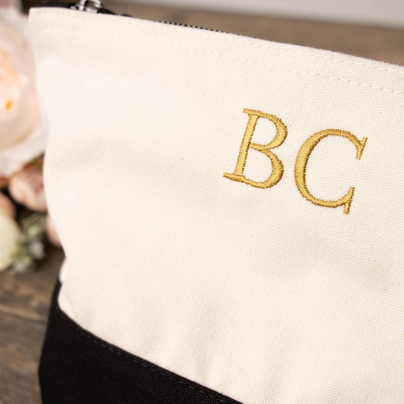 Monogram Embroidered Makeup Bag