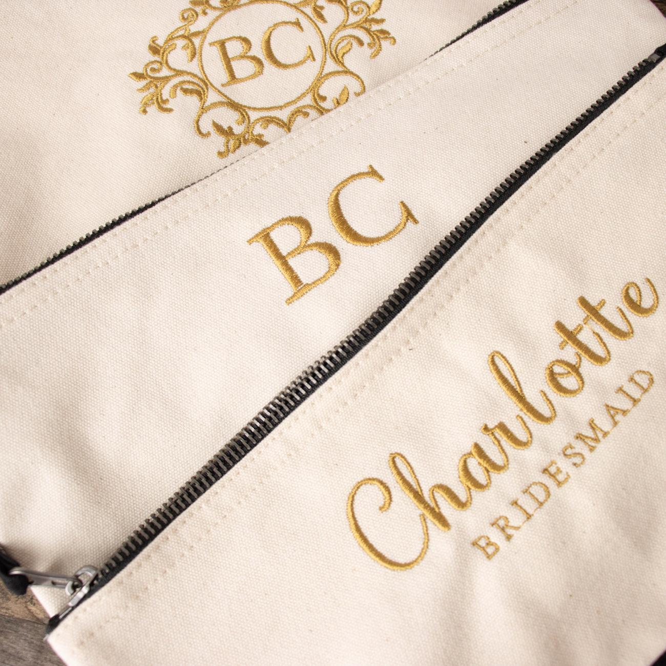 Monogram Embroidered Makeup Bag