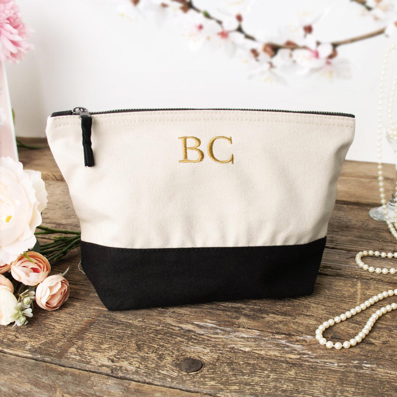 Monogram Embroidered Makeup Bag