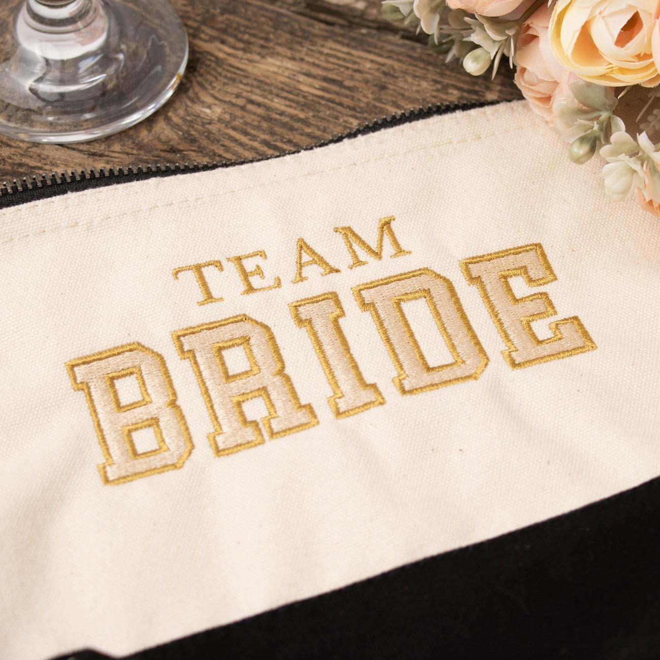 Team Bride Embroidered Makeup Bag