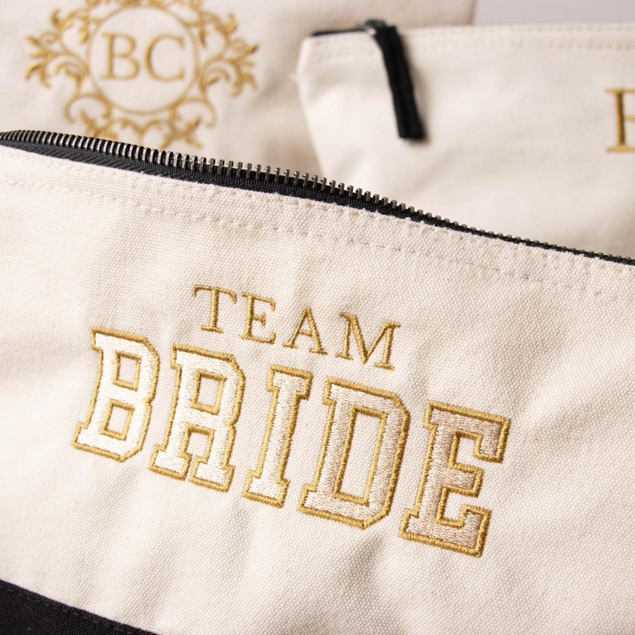 Team Bride Embroidered Makeup Bag