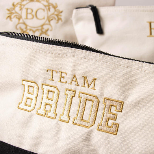 Team Bride Embroidered Makeup Bag