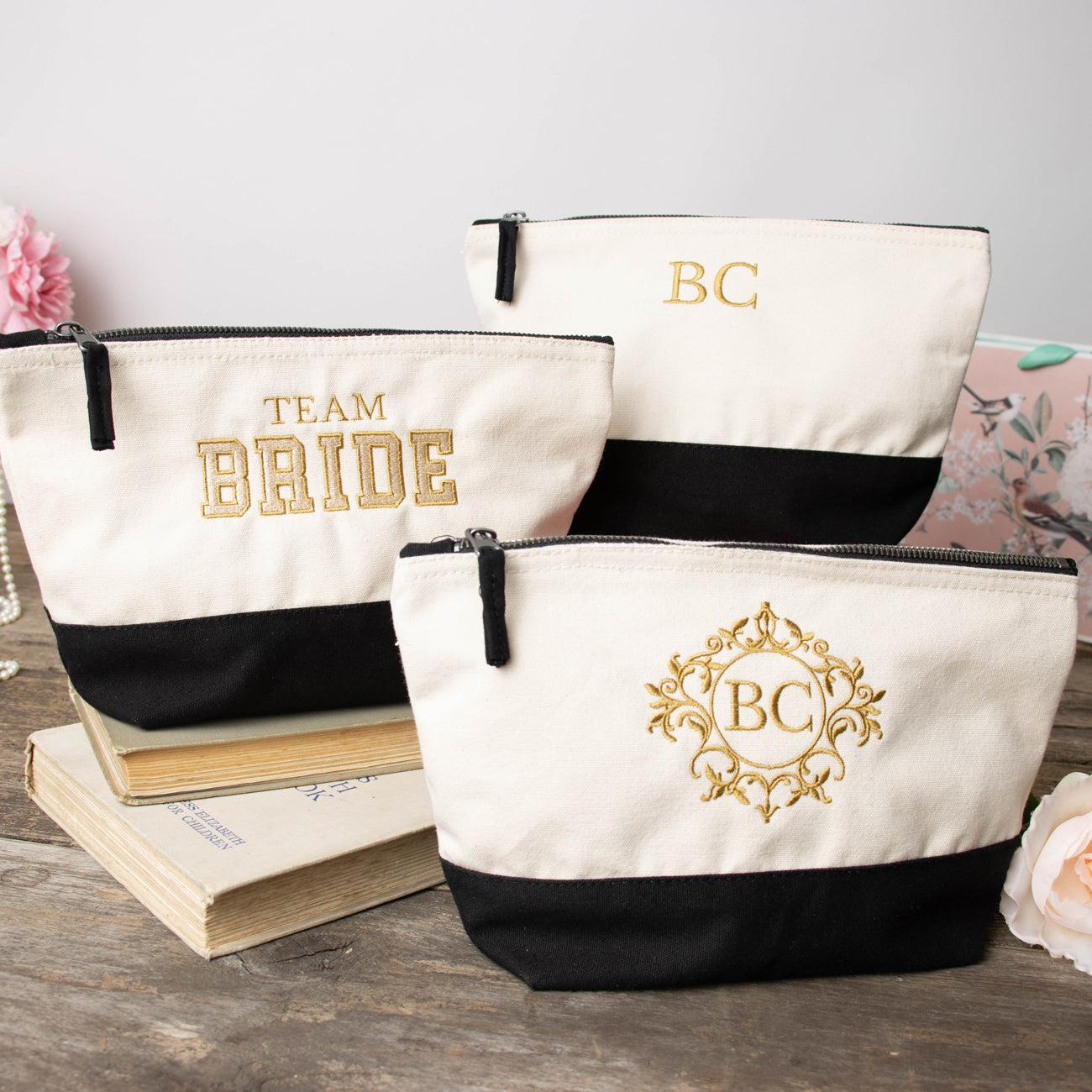 Team Bride Embroidered Makeup Bag