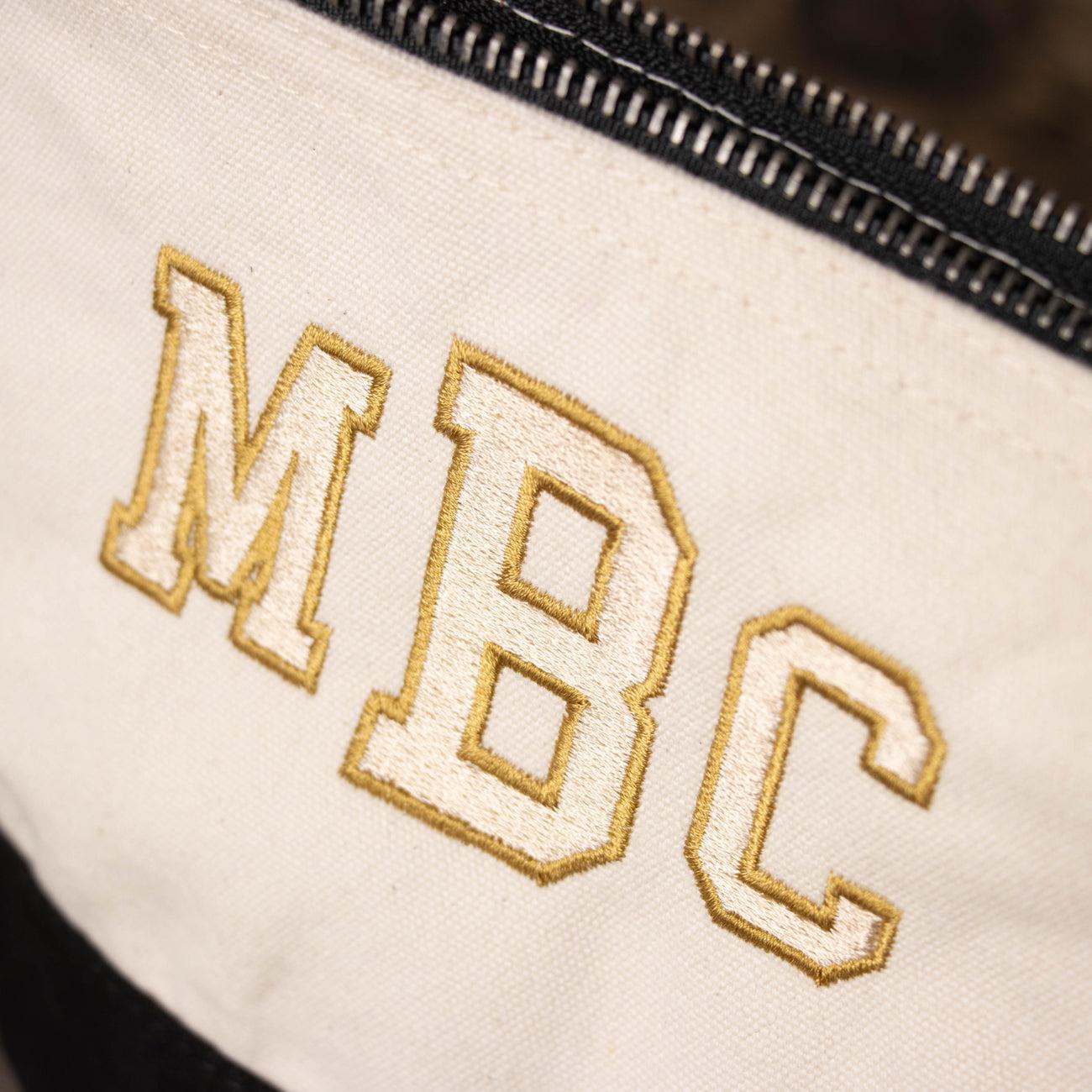 Varsity Monogram Embroidered Makeup Bag
