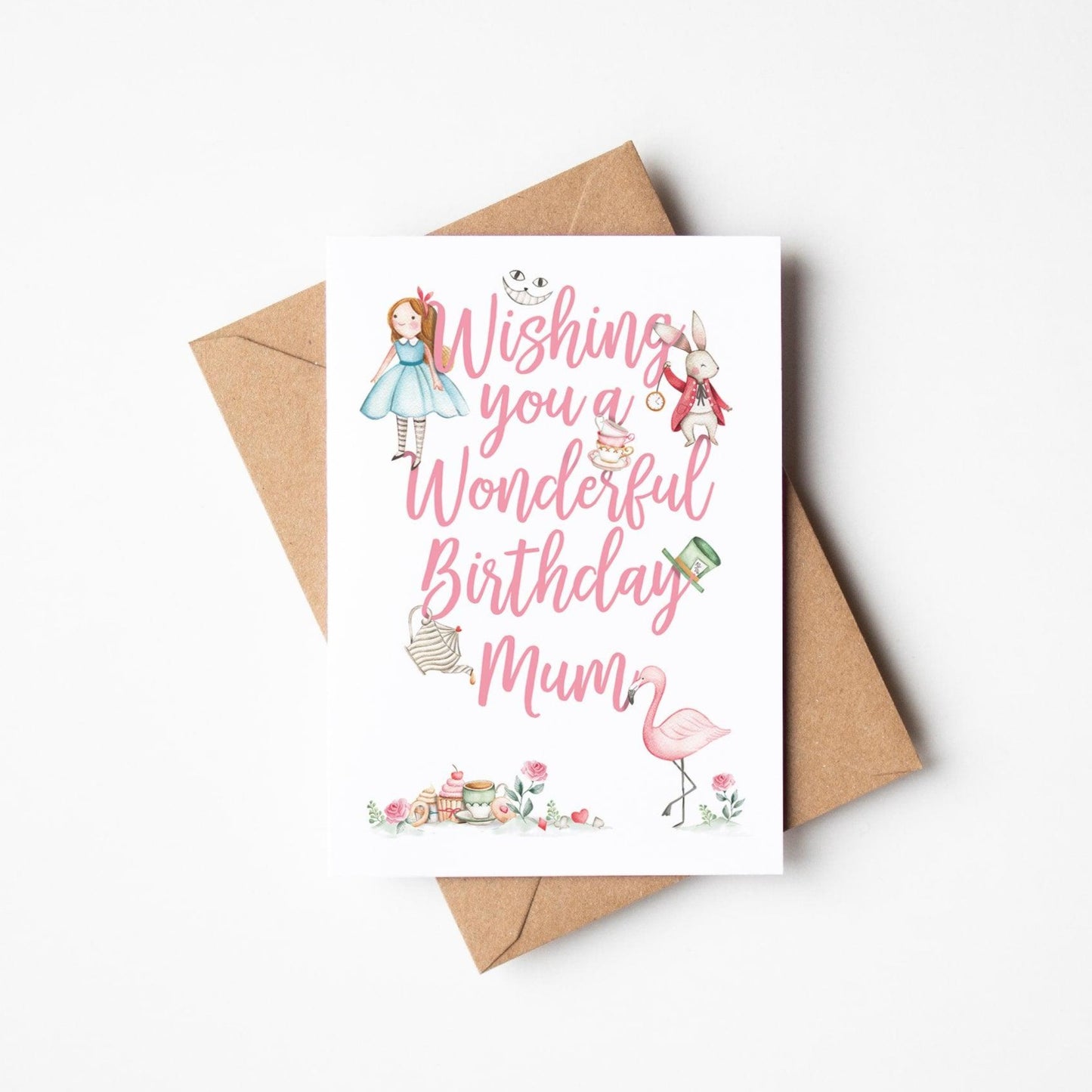 Alice in wonderland personalised birthday card 