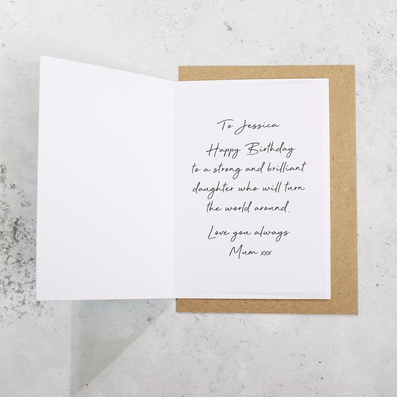 personalised message inside birthday card
