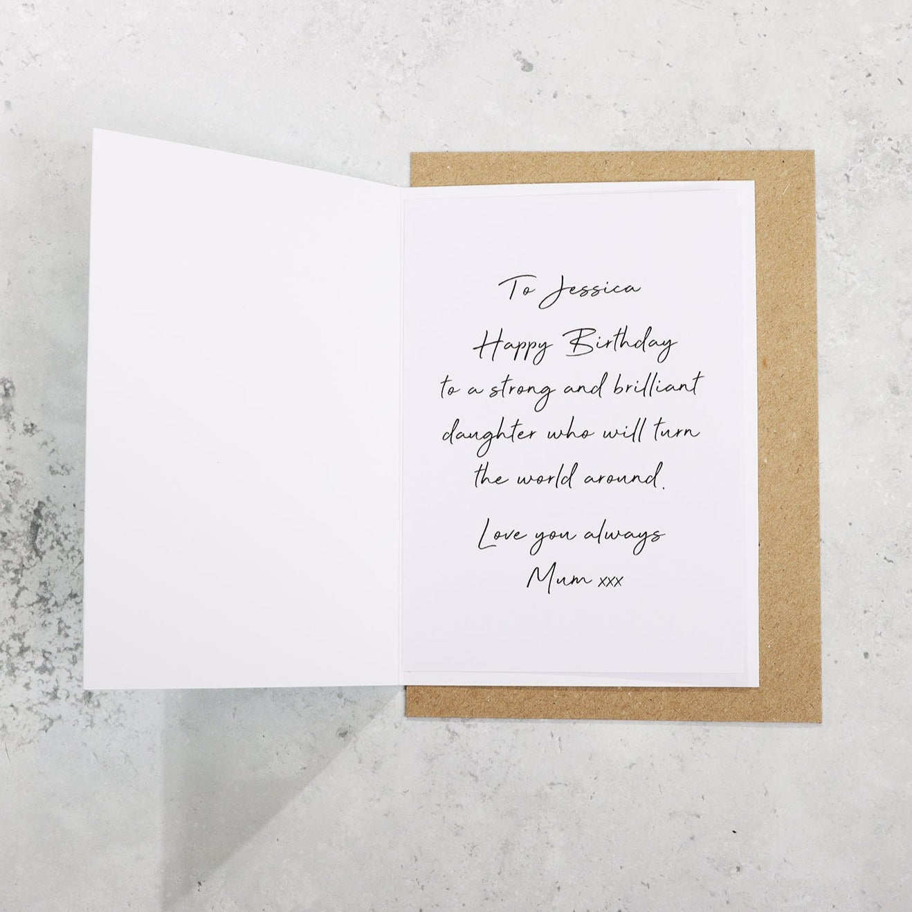 personalised message inside card 
