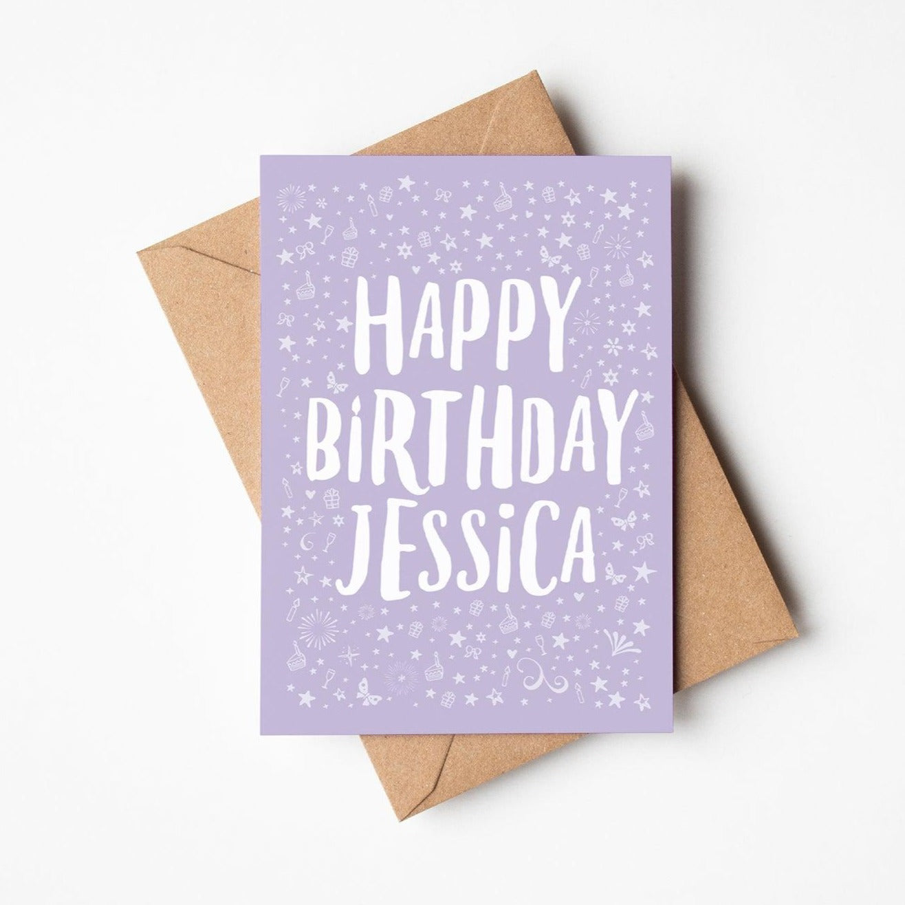 Personalised Happy Birthday Card in purple