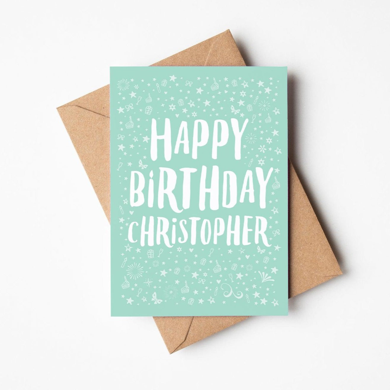 Personalised Happy Birthday Card in teal