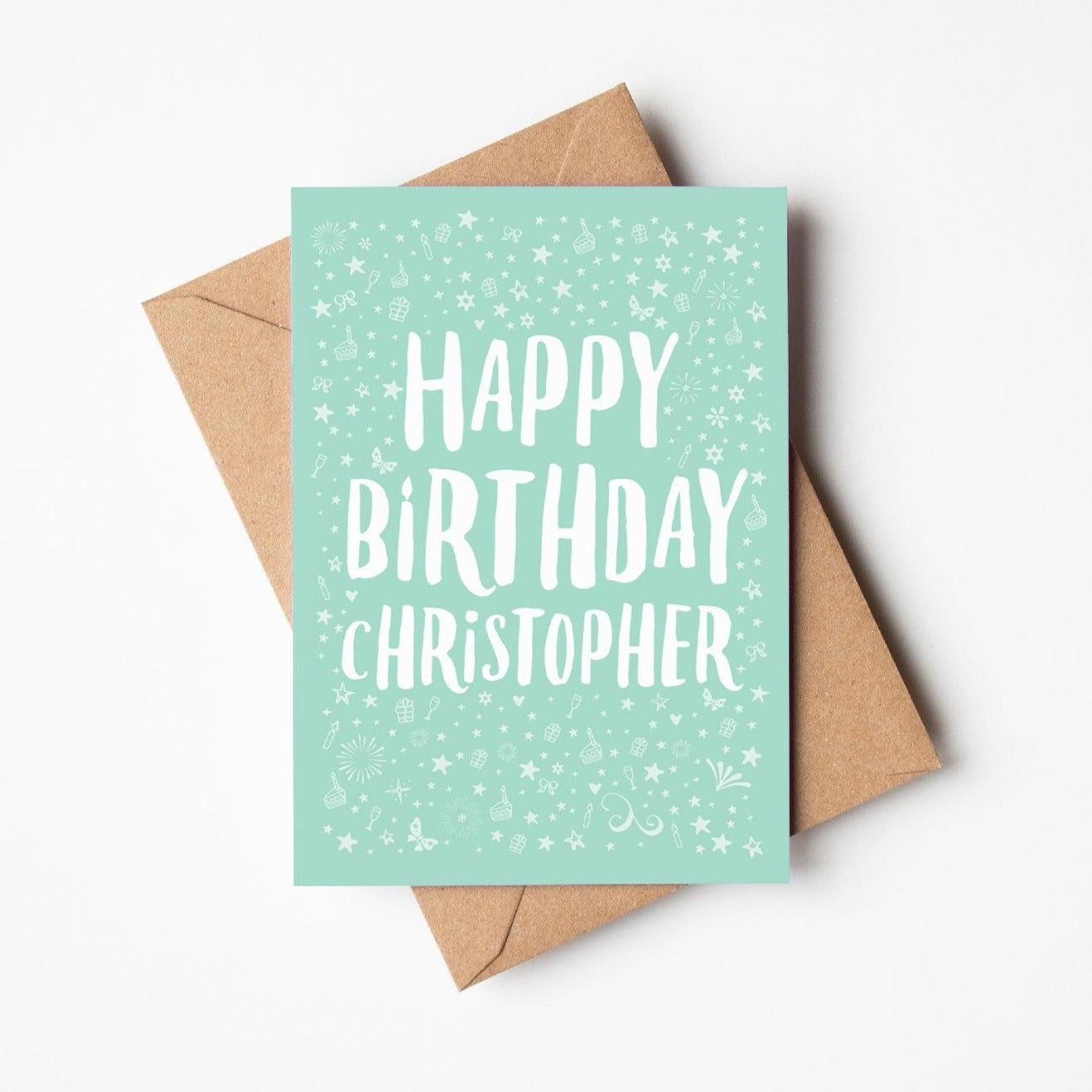 Personalised Happy Birthday Card in teal