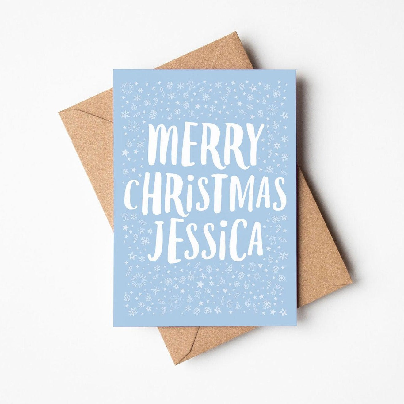 A Blue Personalised Merry Christmas Card