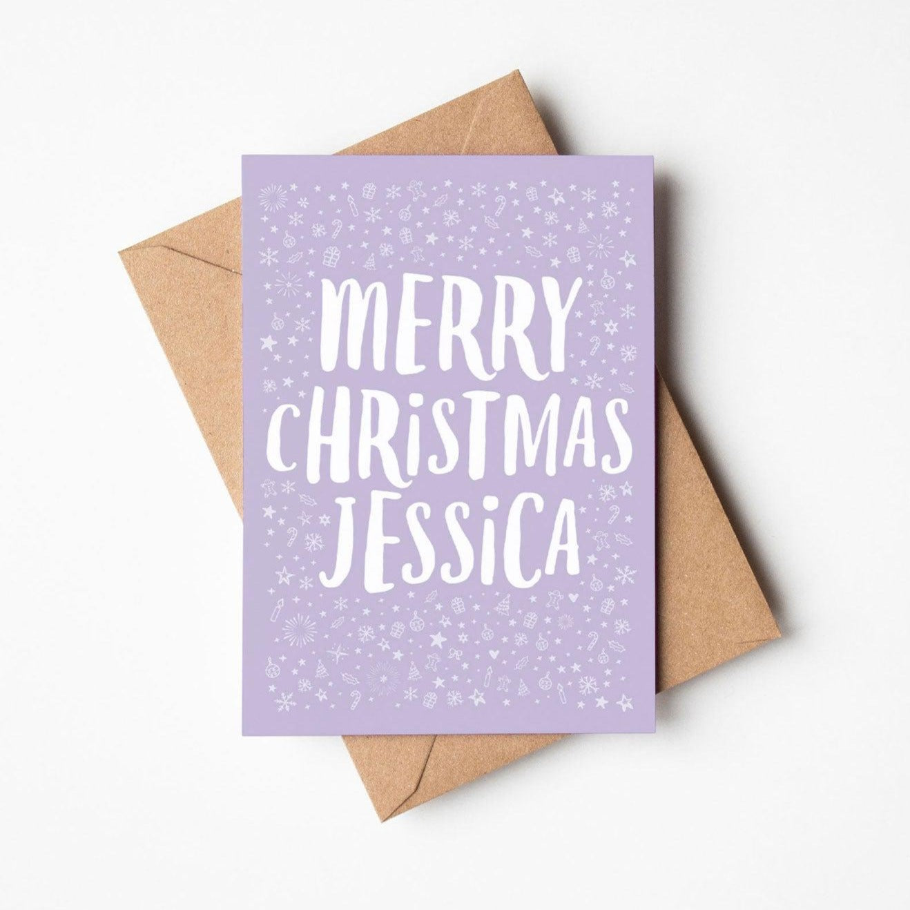 A Purple Personalised Merry Christmas Card