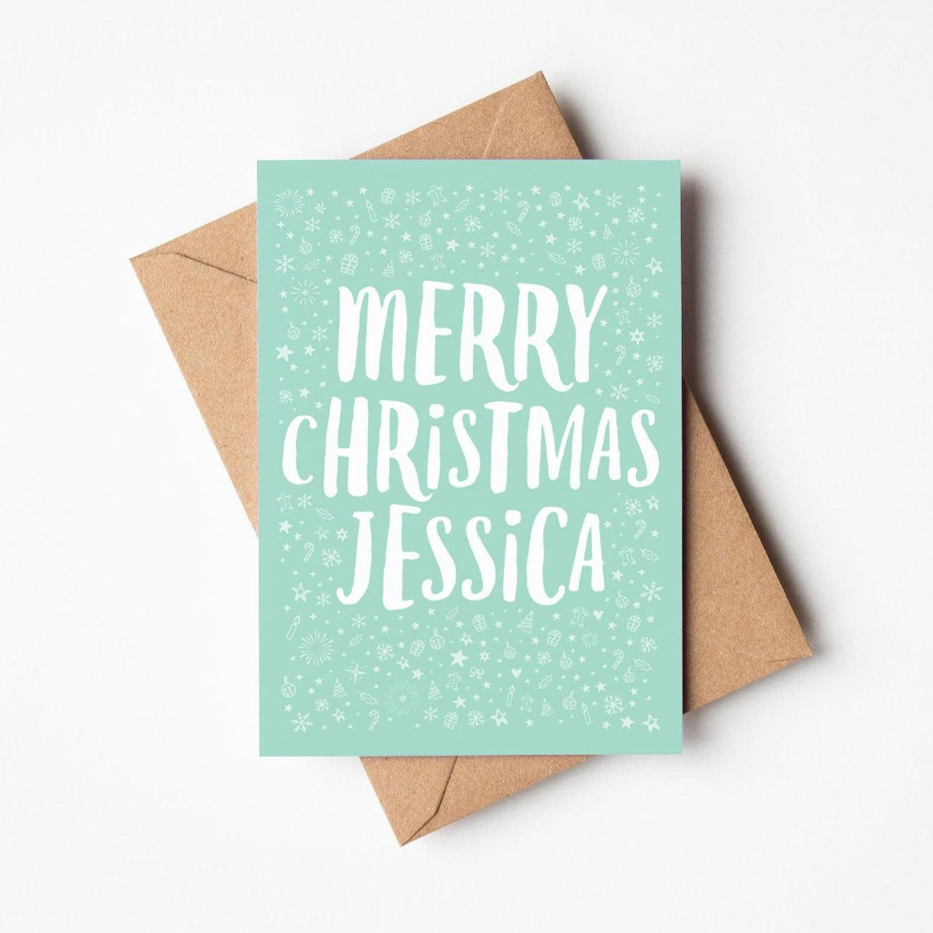 A Teal Personalised Merry Christmas Card